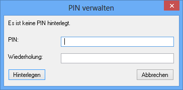 Pin/Passwort verwalten (HBCI) 1.5 Im folgenden Dialog ist nun eine vom Benutzer selbstkreierte nummerische Karten-PIN einzugeben, die in Zukunft für den Kartenzugriff Verwendung finden soll.