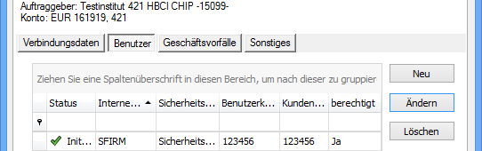 Initialisieren und Freischalten 2.5 Es wird nun der öffentliche Schlüssel von SFirm an das Institut übertragen und auch der öffentliche Schlüssel vom Institut abgeholt.