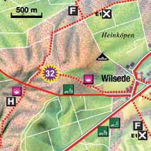 38 39 31 Totengrund Berühmter Heide-Talkessel 32 Wilseder Berg Das hohe Herz des Naturparks Welch ein Ausblick! Mit dem Totengrund liegt wohl eines der schönsten und berühmtesten Heidetäler vor Ihnen.