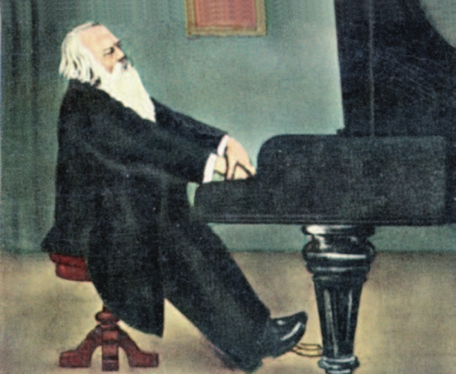 Johannes Brahms, Gemälde, um 1900 Johannes Brahms, painting, about 1900 Variationen für Klavier Band II Variations for Piano Volume II Ed.: Schmidt-Görg Fing.