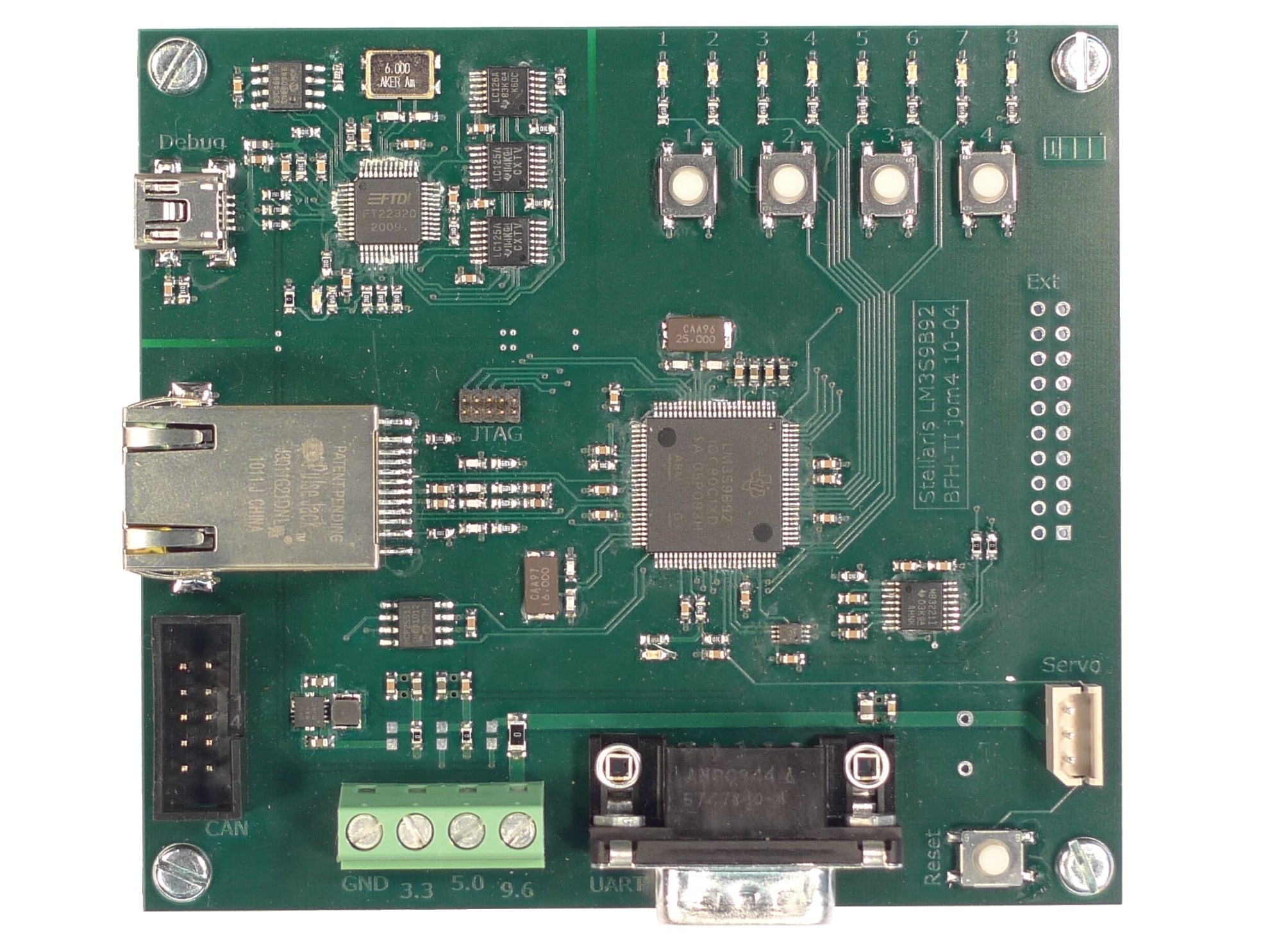 2 LM3S9B92-Kit Die Übungen im Unterrichtsmodul "Microcontroller in Embedded Systems" werden auf einem Kit für den LM3S9B92 durchgeführt (Eigenentwicklung BFH).