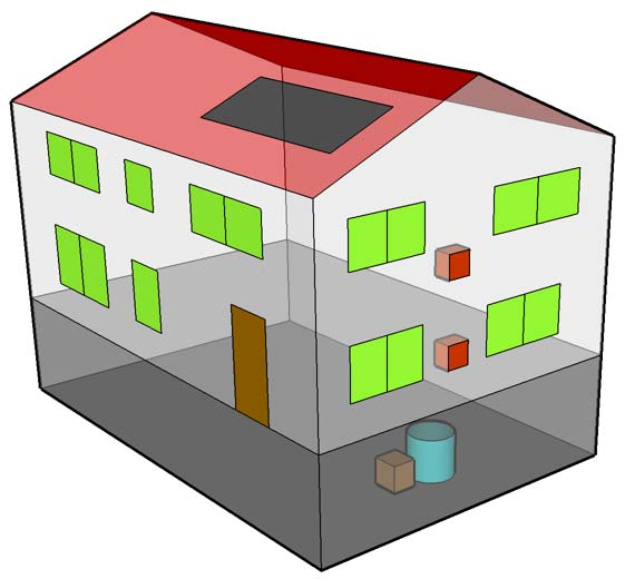 Referenzbau- und -anlagentechnik für Wohngebäude Dach U ref = 0,20 W/(m 2 K) Außenwand U ref =0,28 W/(m 2 K) Fenster U ref = 1,3 W/(m 2 K) g ref = 0,6 Solarkollektor- Unterstützung Warmwasserbedarf