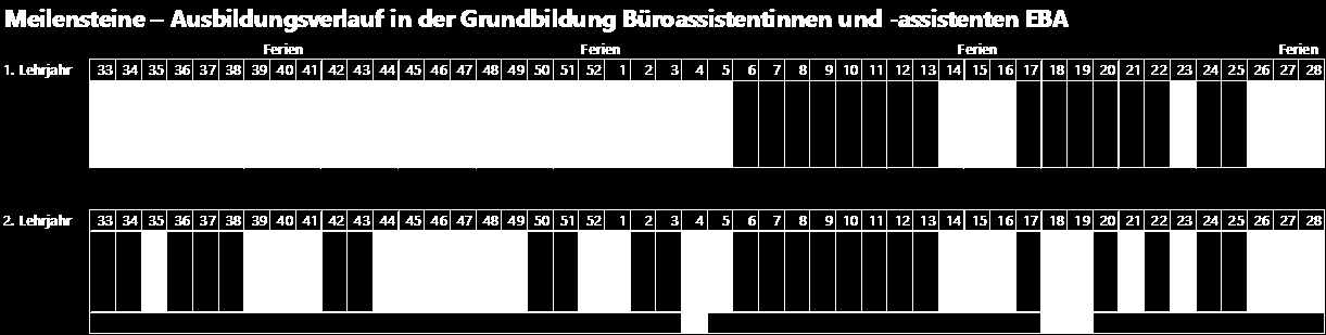 Übersicht Ausbildung Lehrjahre Meilensteine 1. Lehrjahr - Begrüssungstag - 2 Tage Unterricht im 1.