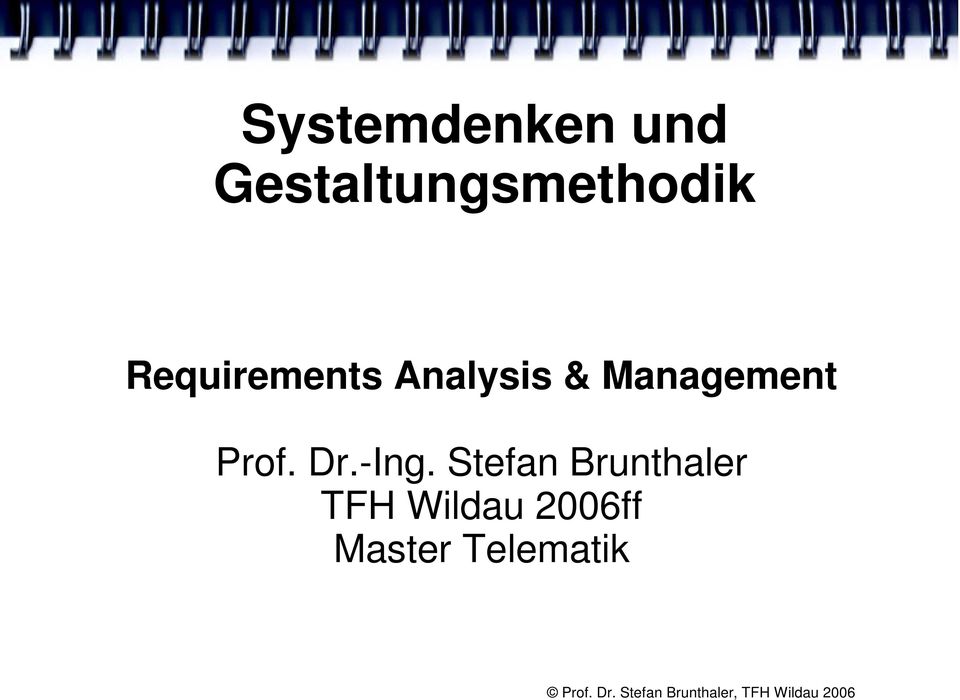 Analysis & Management Prof. Dr.