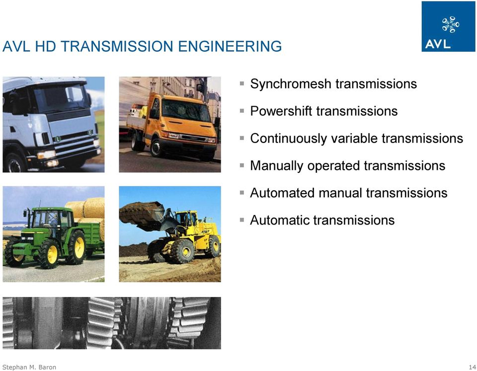 variable transmissions Manually operated transmissions