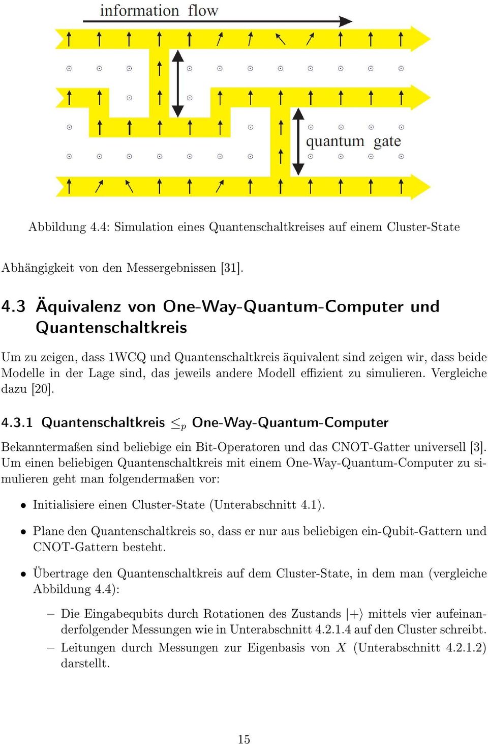 3 Äquivalenz von One-Way-Quantum-Computer und Quantenschaltkreis Um zu zeigen, dass 1WCQ und Quantenschaltkreis äquivalent sind zeigen wir, dass beide Modelle in der Lage sind, das jeweils andere