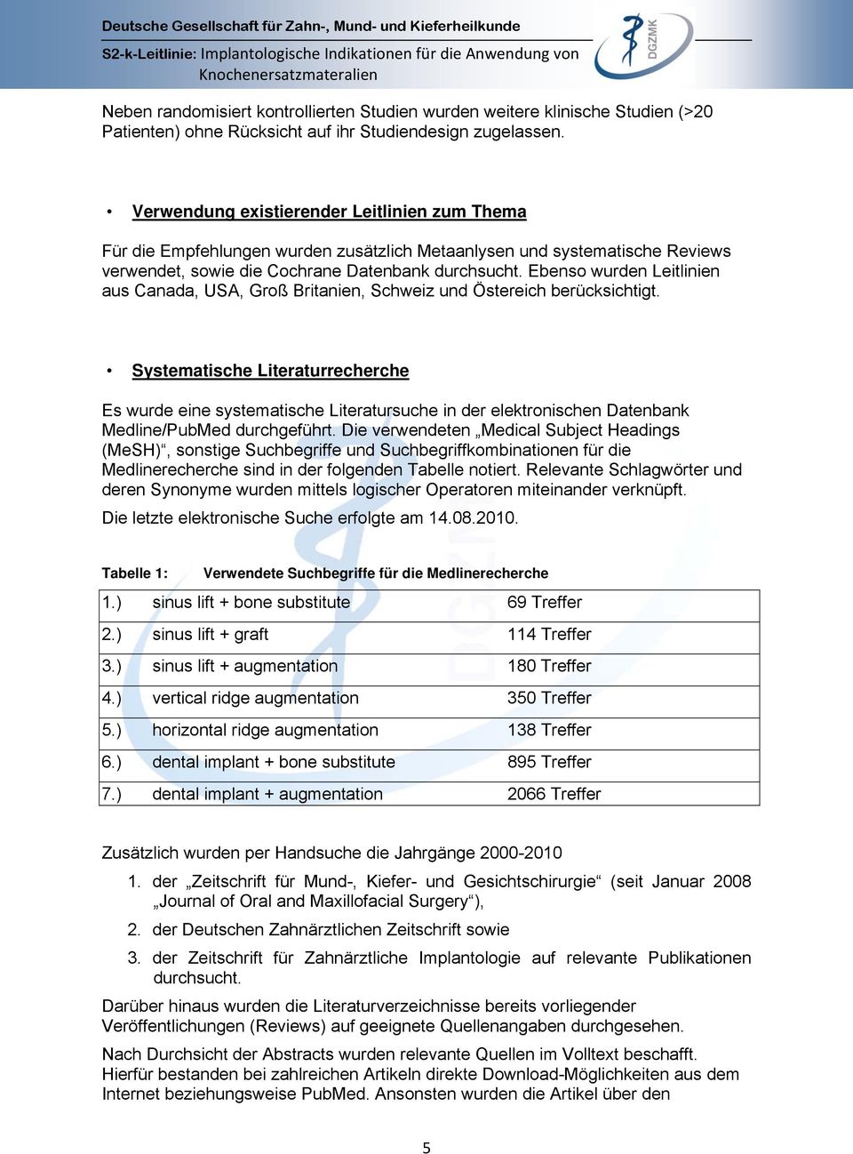 Ebenso wurden Leitlinien aus Canada, USA, Groß Britanien, Schweiz und Östereich berücksichtigt.