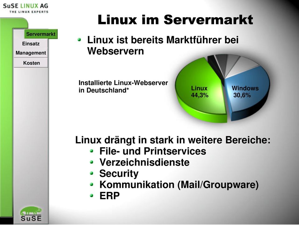 Linux drängt in stark in weitere Bereiche: File- und