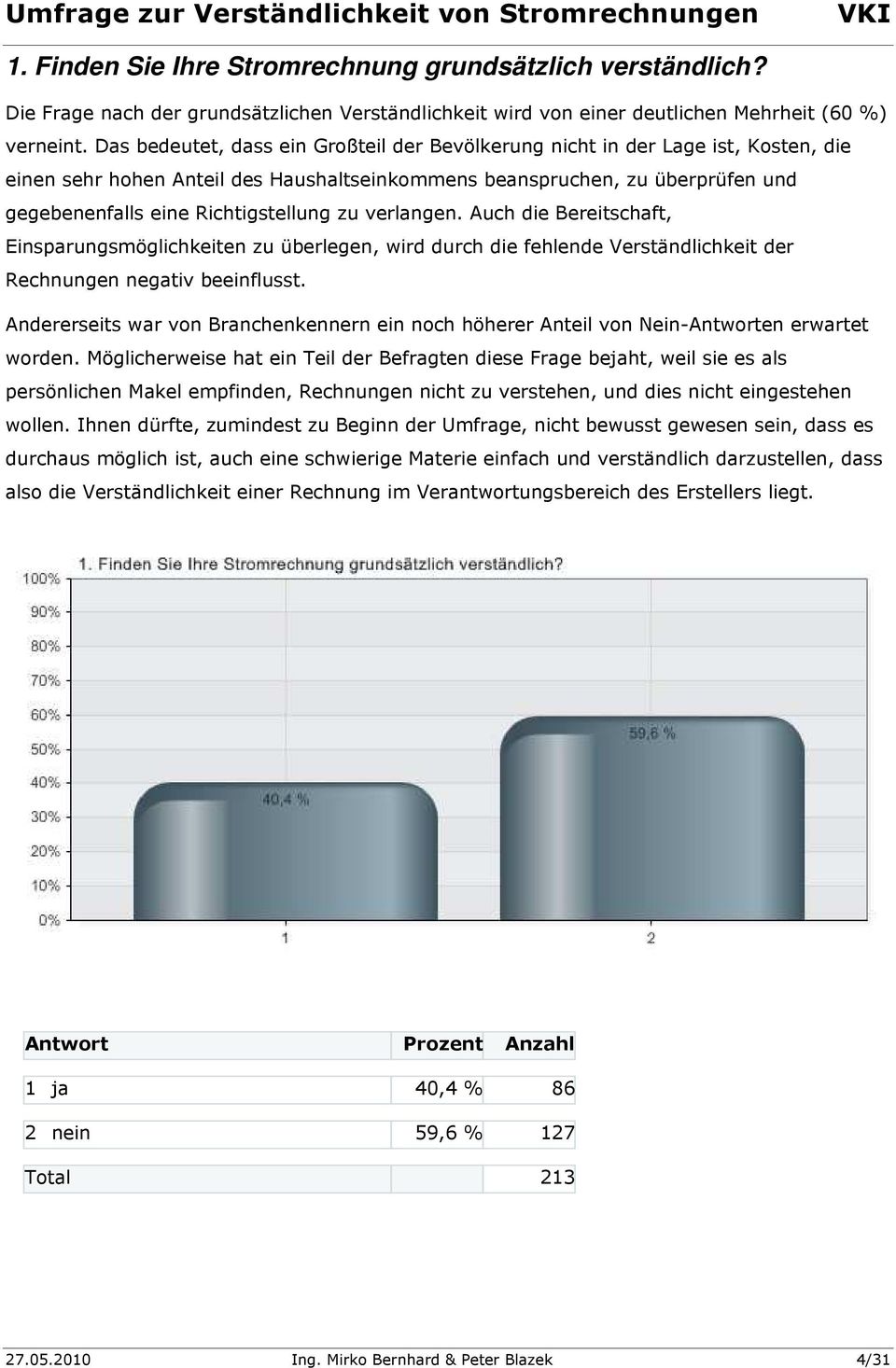 zu verlangen. Auch die Bereitschaft, Einsparungsmöglichkeiten zu überlegen, wird durch die fehlende Verständlichkeit der Rechnungen negativ beeinflusst.