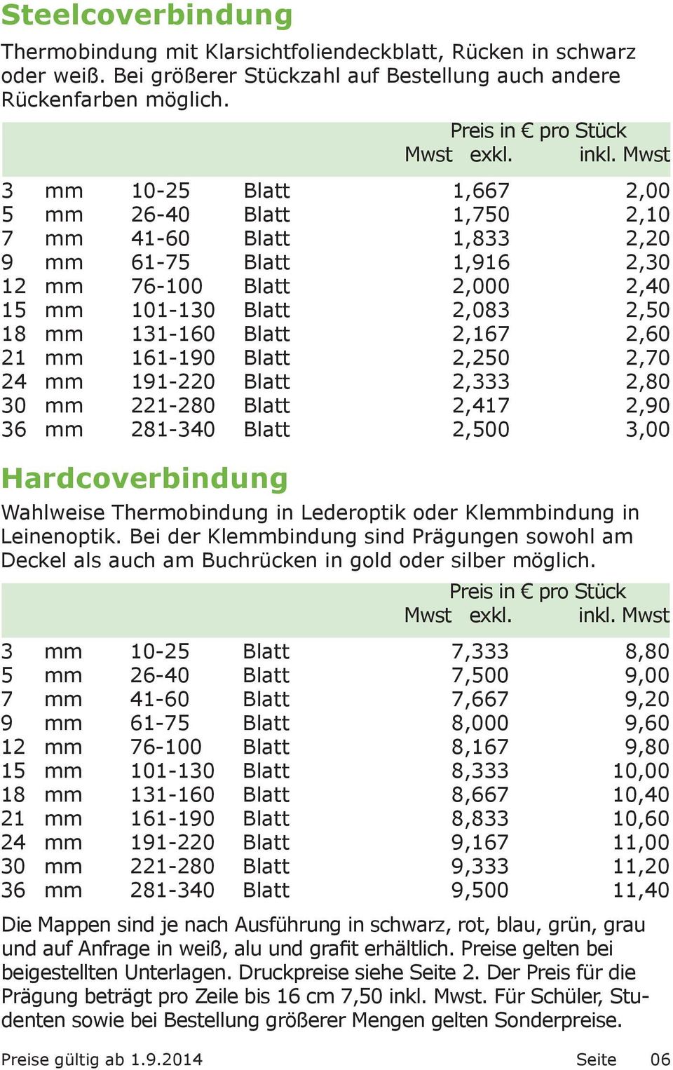 281-340 Blatt 1,667 1,750 1,833 1,916 2,000 2,083 2,167 2,250 2,333 2,417 2,500 2,00 2,10 2,20 2,30 2,40 2,50 2,60 2,70 2,80 2,90 3,00 Hardcoverbindung Wahlweise Thermobindung in Lederoptik oder