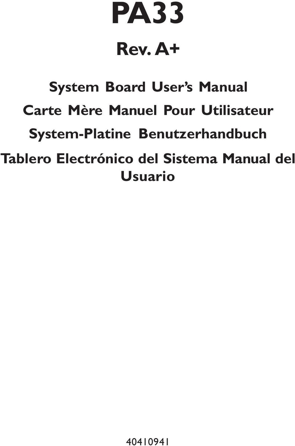 Manuel Pour Utilisateur System-Platine