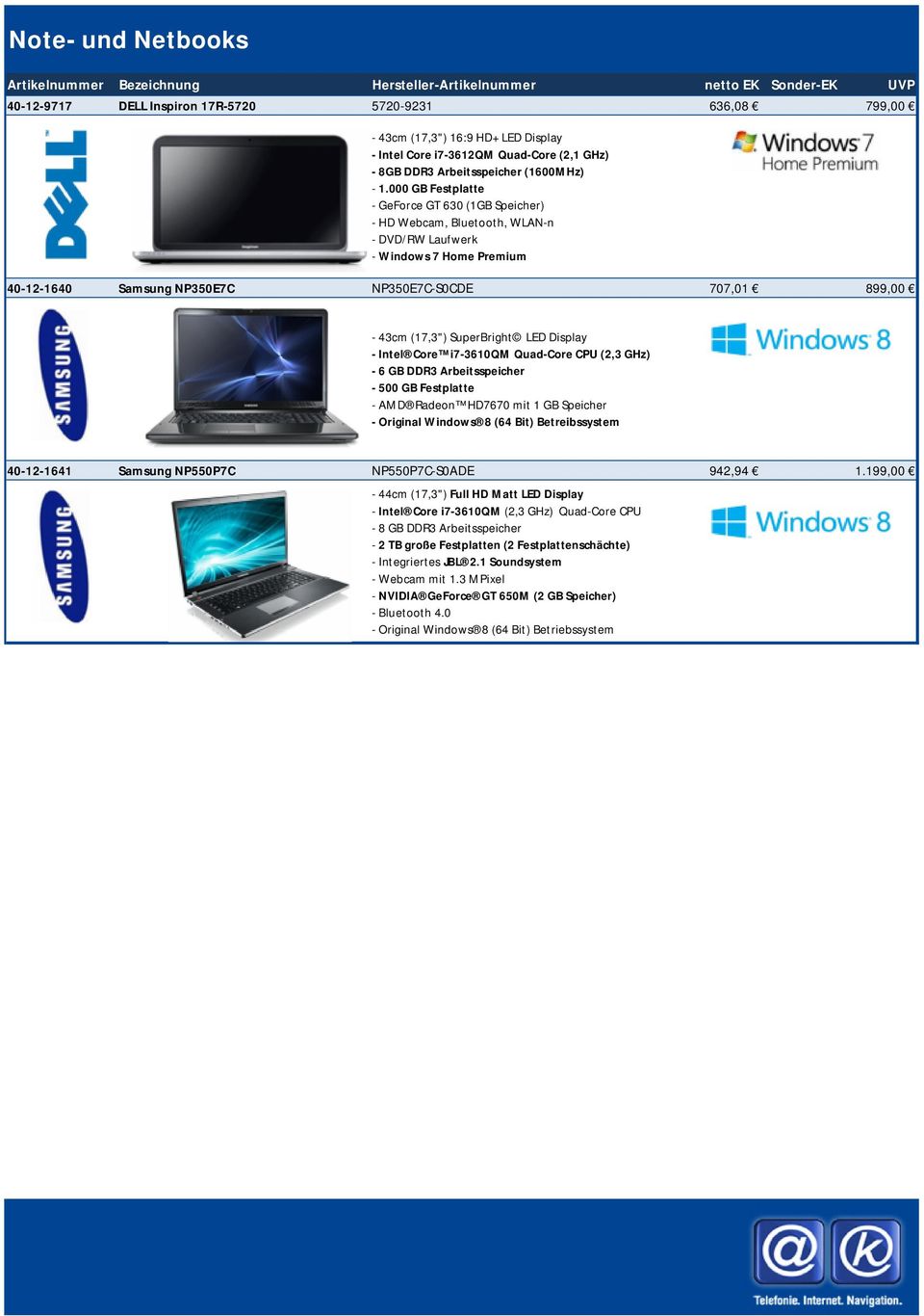 000 GB Festplatte - GeForce GT 630 (1GB Speicher) - HD Webcam, Bluetooth, WLAN-n - DVD/RW Laufwerk - Windows 7 Home Premium 40-12-1640 Samsung NP350E7C NP350E7C-S0CDE 707,01 899,00-43cm (17,3")