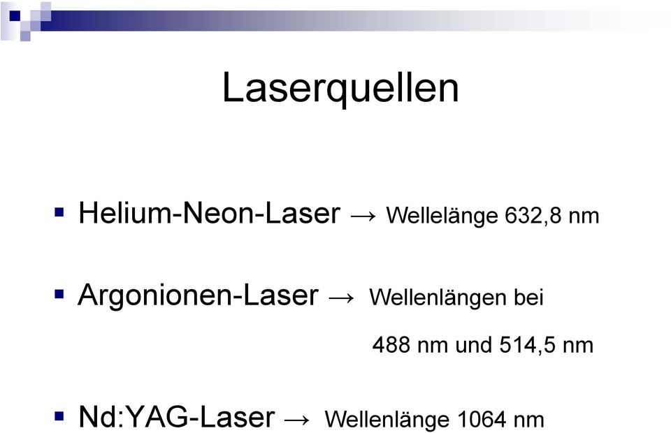Argonionen-Laser Wellenlängen bei