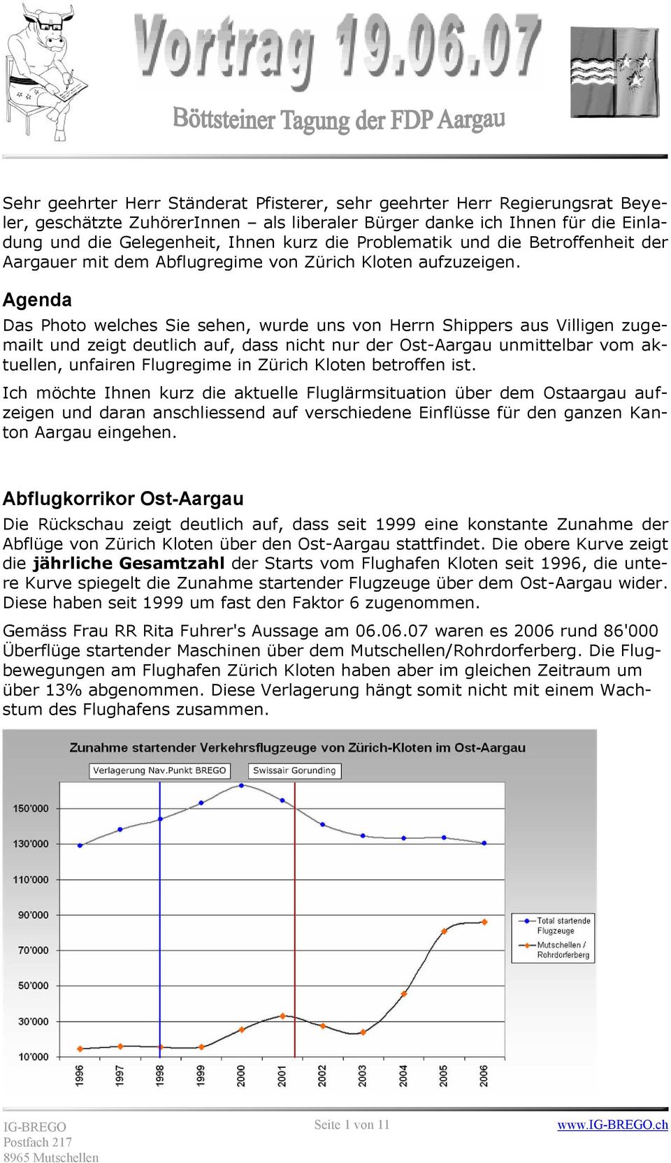 Agenda Das Photo welches Sie sehen, wurde uns von Herrn Shippers aus Villigen zugemailt und zeigt deutlich auf, dass nicht nur der Ost-Aargau unmittelbar vom aktuellen, unfairen Flugregime in Zürich