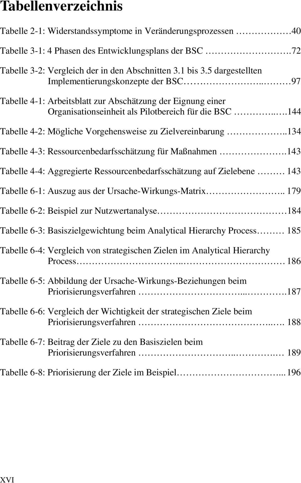 ..144 Tabelle 4-2: Mögliche Vorgehensweise zu Zielvereinbarung..134 Tabelle 4-3: Ressourcenbedarfsschätzung für Maßnahmen.