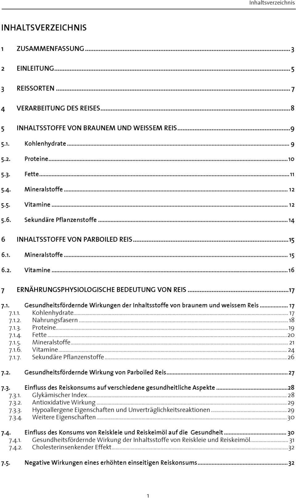 Gesundheitsfördernde Wirkungen der Inhaltsstoffe von braunem und weissem Reis 17 01/1/1