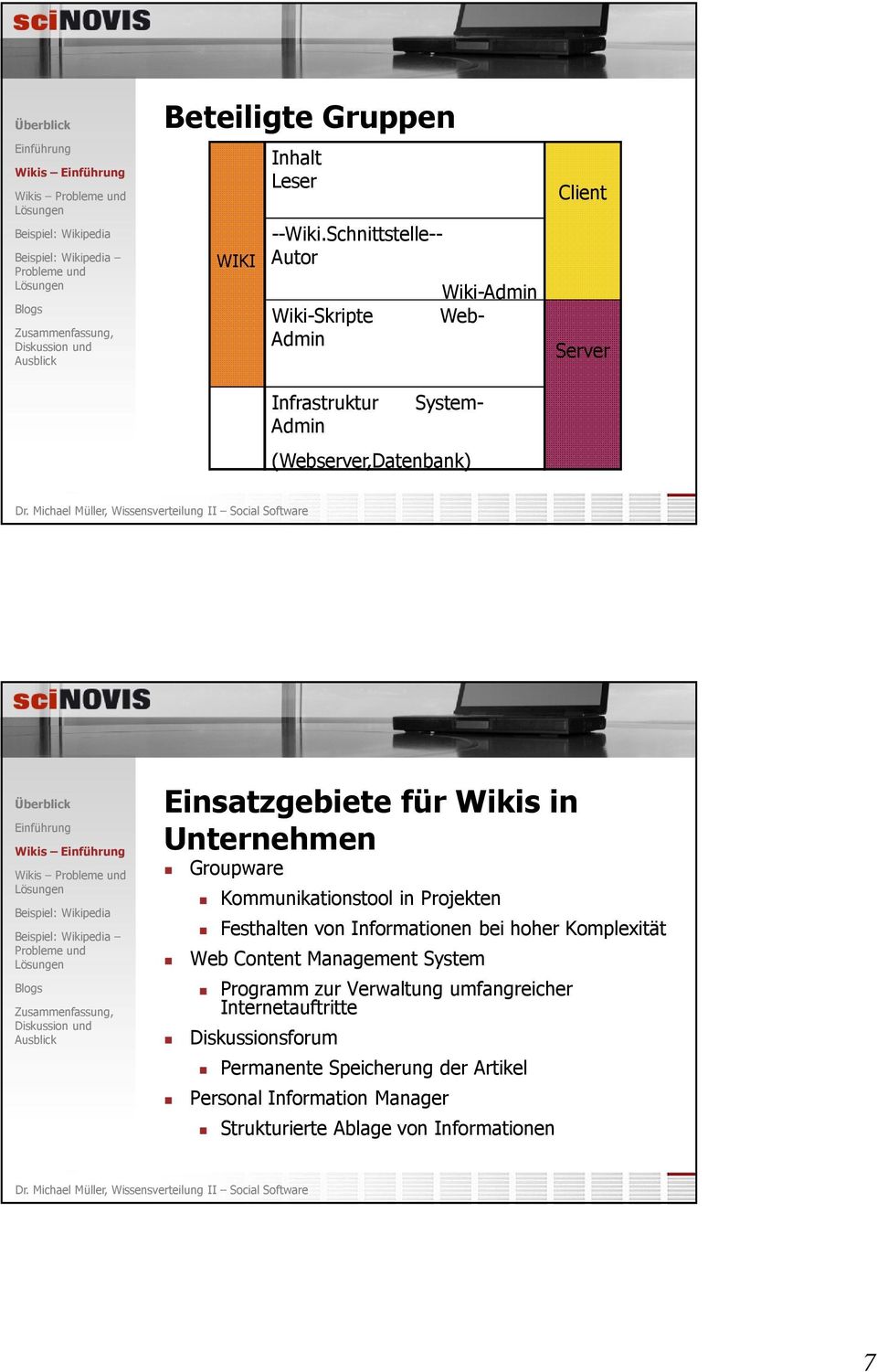 Einsatzgebiete für Wikis in Unternehmen Groupware Kommunikationstool in Projekten Festhalten von Informationen bei hoher