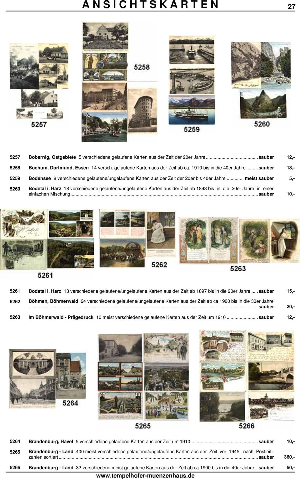 Harz 18 verschiedene gelaufene/ungelaufene Karten aus der Zeit ab 1898 bis in die 20er Jahre in einer einfachen Mischung...sauber 10,- 5261 Bodetal i.