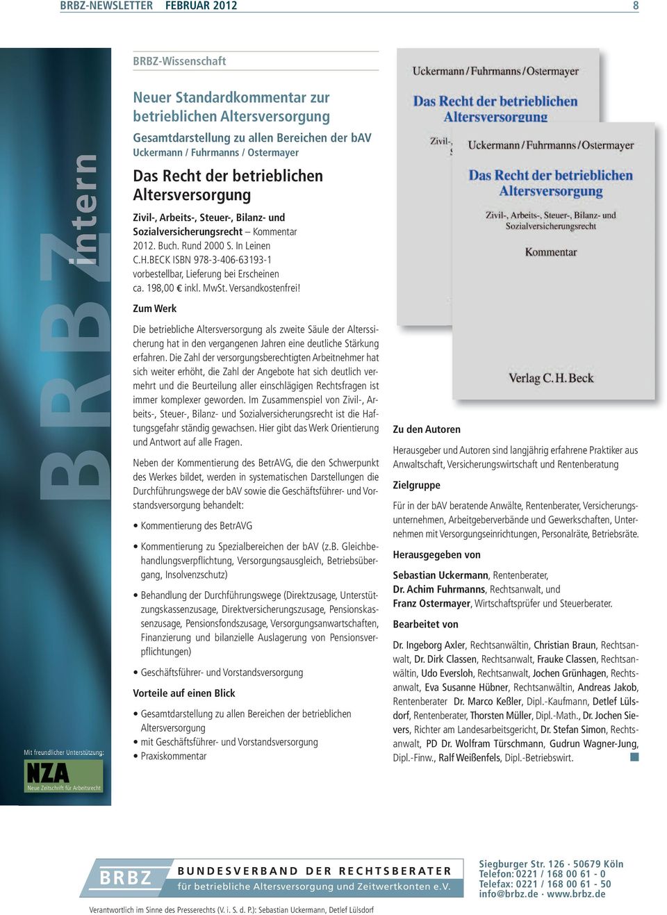 BECK ISBN 978-3-406-63193-1 vorbestellbar, Lieferung bei Erscheinen ca. 198,00 inkl. MwSt. Versandkostenfrei!