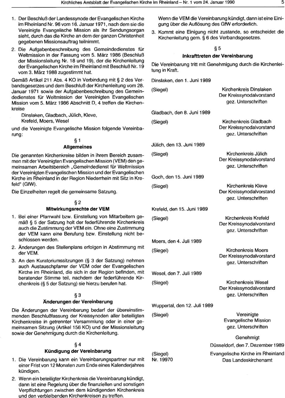 Die Aufgabenbeschreibung des Gemeindedienstes für Weltmission in der Fassung vom 5. März 1986 (Beschluß der Missionsleitung Nr.