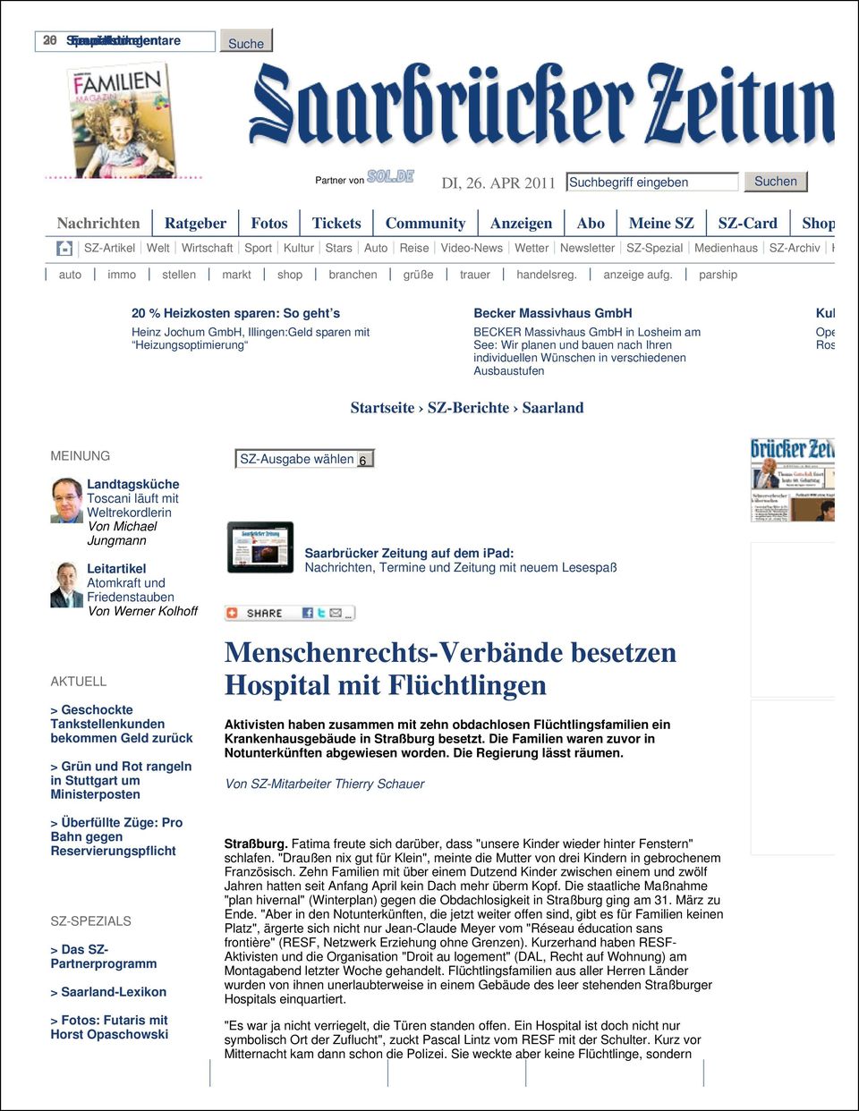 Newsletter SZ-Spezial Medienhaus SZ-Archiv Hilfe auto immo stellen markt shop branchen grüße trauer handelsreg. anzeige aufg.