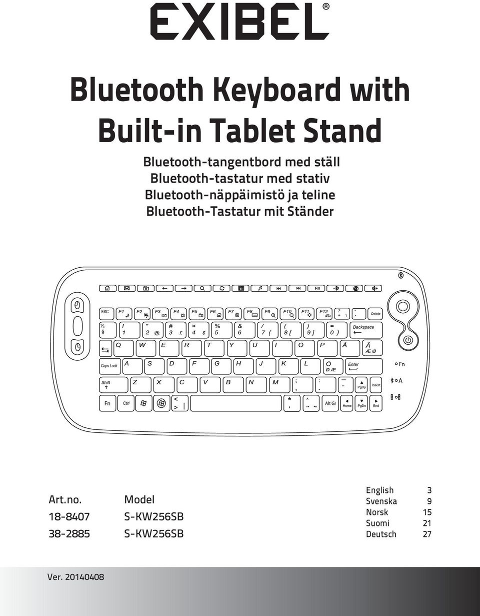 teline Bluetooth-Tastatur mit Ständer Art.no.