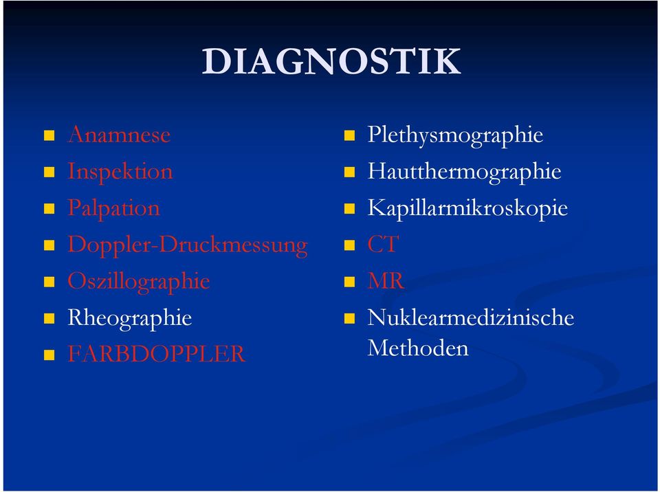 FARBDOPPLER Plethysmographie Hautthermographie