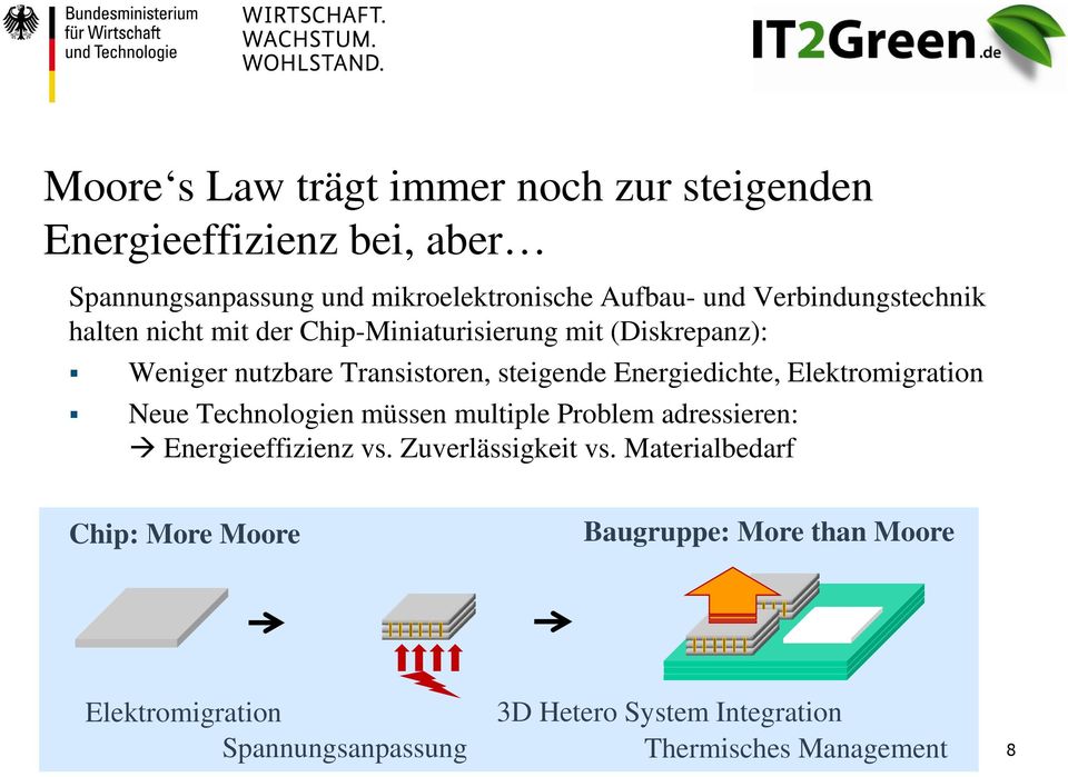 Energiedichte, Elektromigration Neue Technologien müssen multiple Problem adressieren: Energieeffizienz vs. Zuverlässigkeit vs.