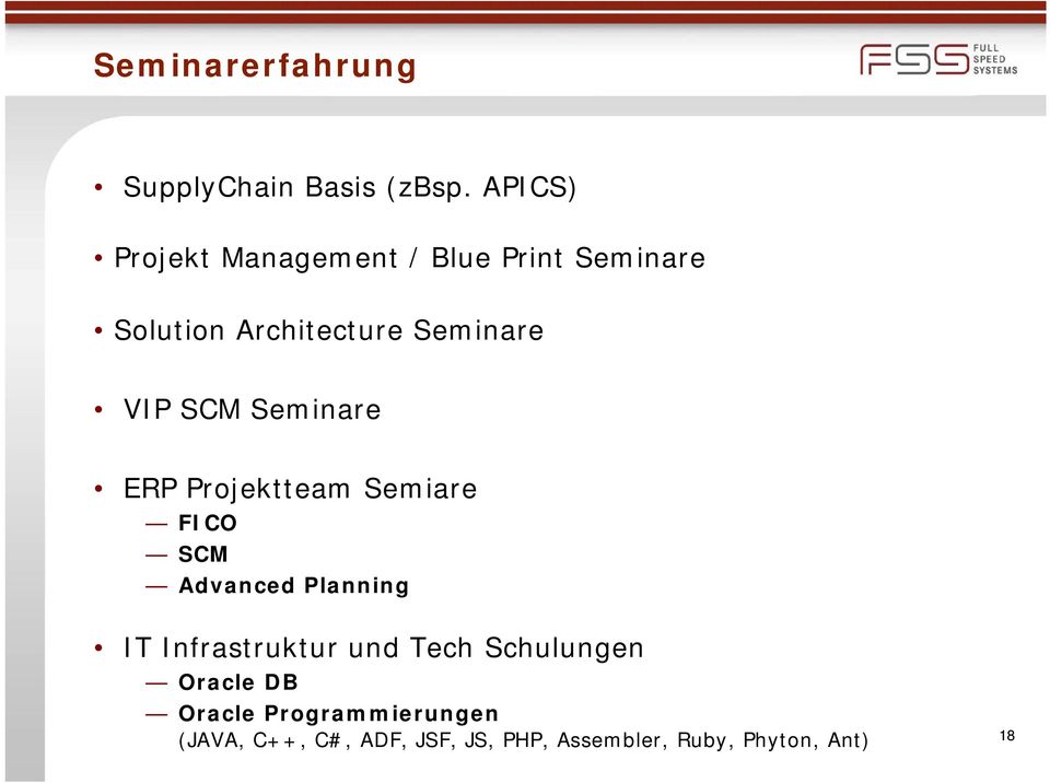 VIP SCM Seminare ERP Projektteam Semiare FICO SCM Advanced Planning IT