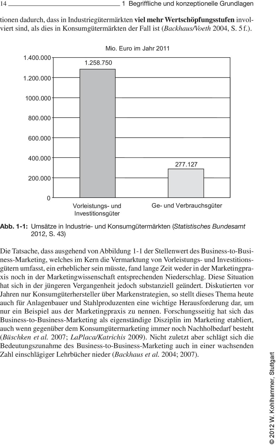 1-1: Umsätze in Industrie- und Konsumgütermärkten (Statistisches Bundesamt 2012, S.