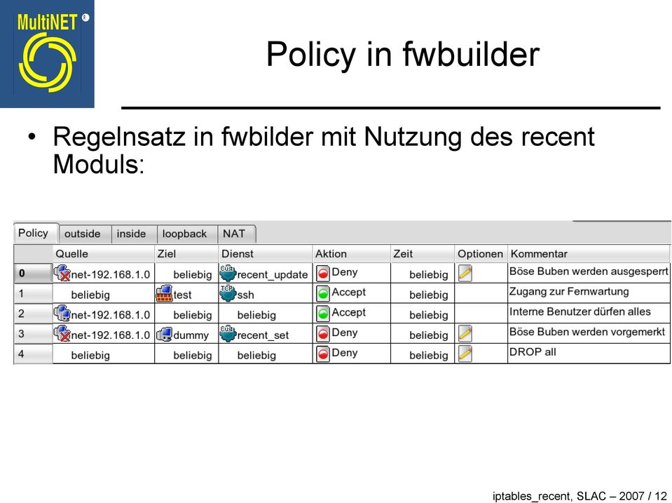 Nutzung des recent Moduls: