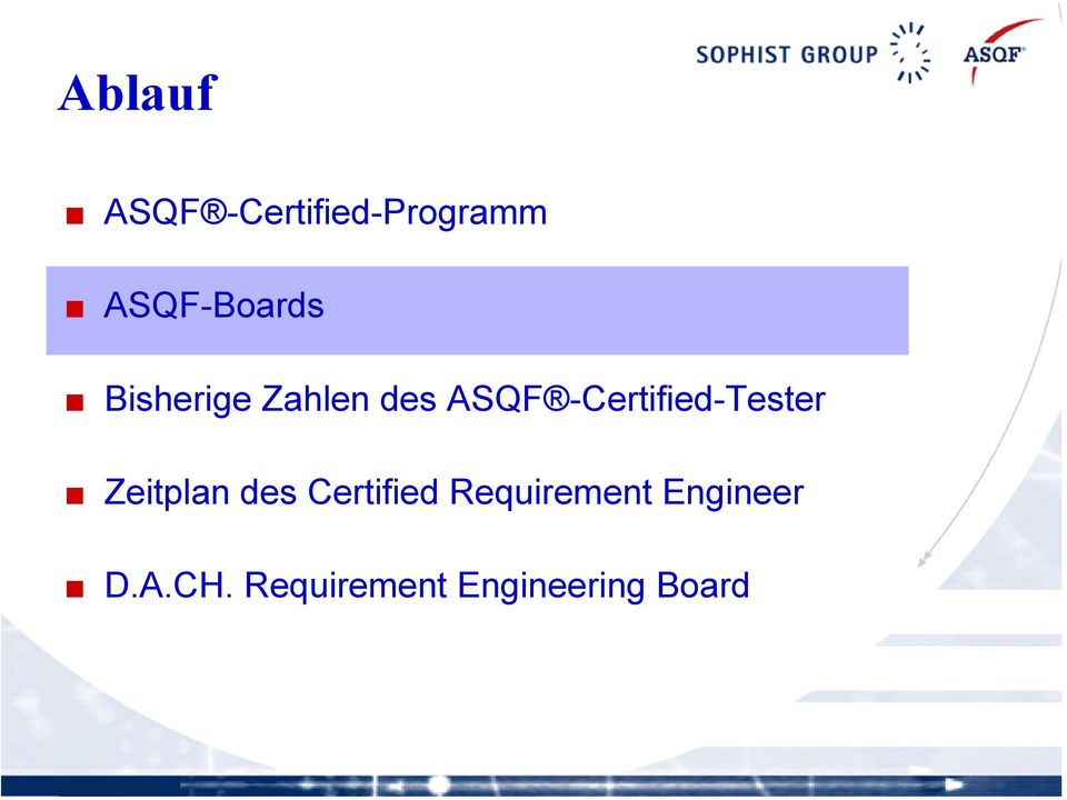 Zeitplan des Certified Requirement Engineer D.
