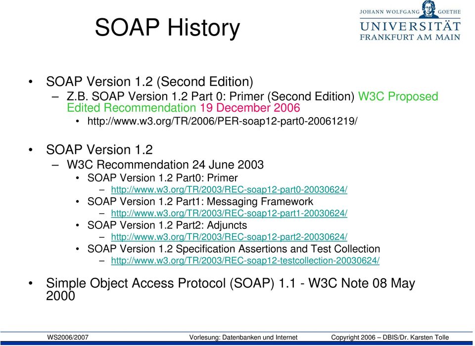 org/tr/2003/rec-soap12-part0-20030624/ SOAP Version 1.2 Part1: Messaging Framework http://www.w3.org/tr/2003/rec-soap12-part1-20030624/ SOAP Version 1.
