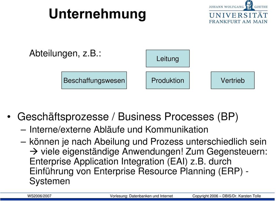: Leitung Beschaffungswesen Produktion Vertrieb Geschäftsprozesse / Business Processes (BP)