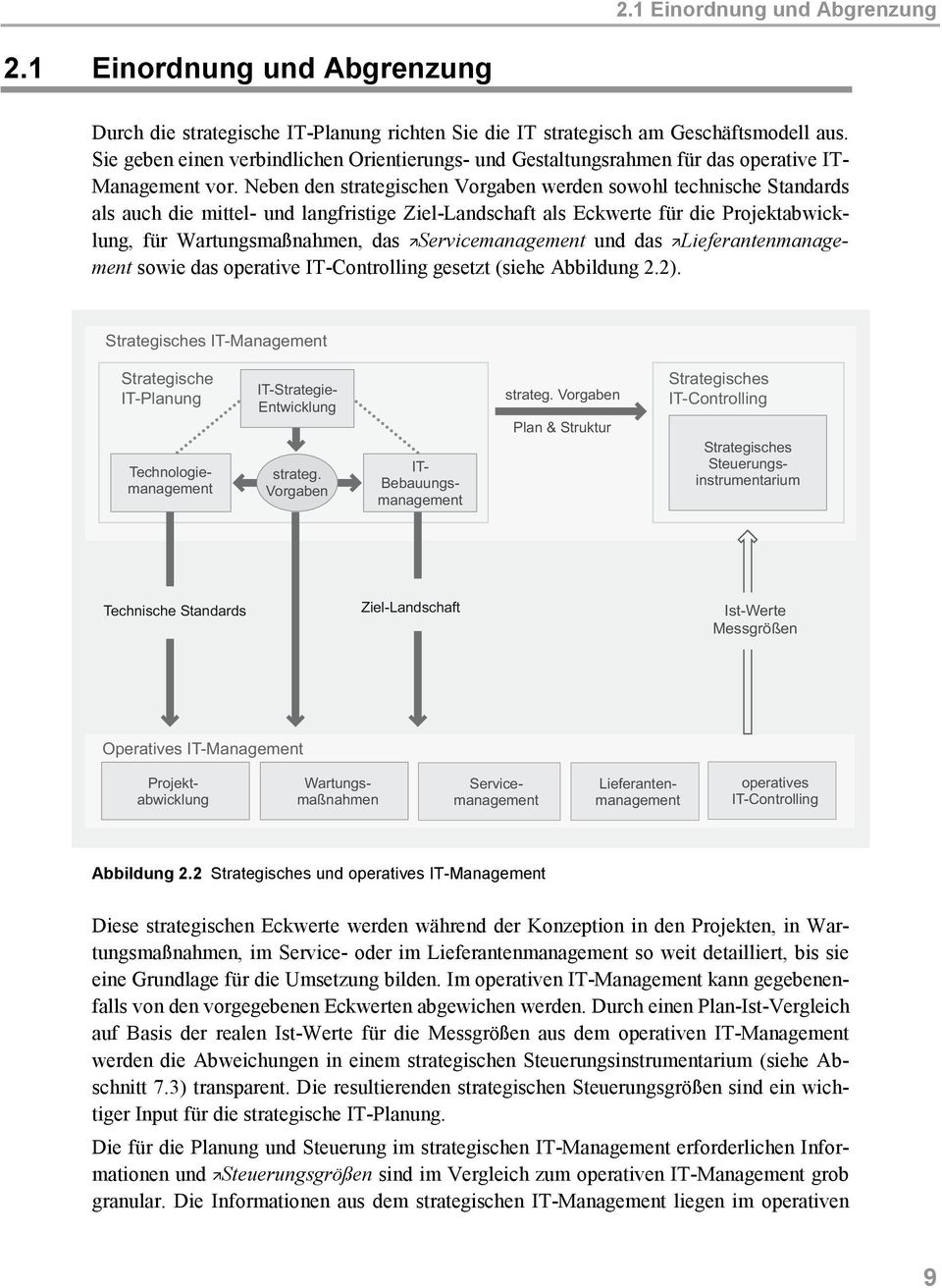 Neben den strategischen Vorgaben werden sowohl technische Standards als auch die mittel- und langfristige Ziel-Landschaft als Eckwerte für die Projektabwicklung, für Wartungsmaßnahmen, das