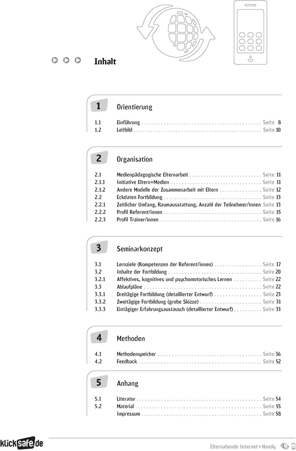 .............. Seite 12 2.2 Eckdaten Fortbildung................................... Seite 13 2.2.1 Zeitlicher Umfang, Raumausstattung, Anzahl der Teilnehmer/innen Seite 13 2.2.2 Profil Referent/innen.