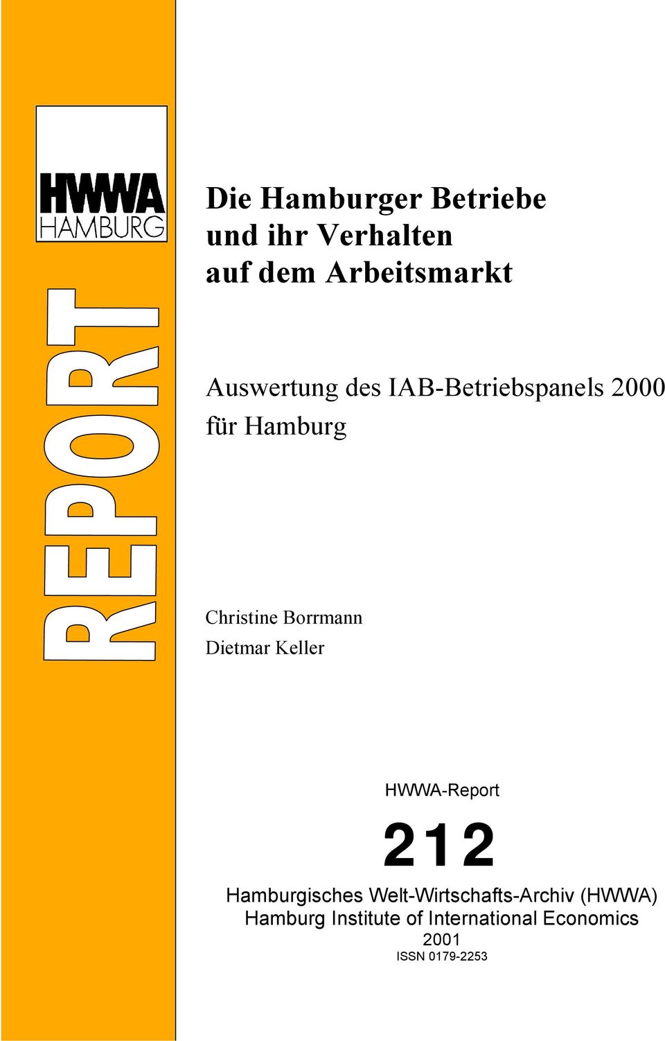 Borrmann Dietmar Keller HWWA-Report 212 Hamburgisches