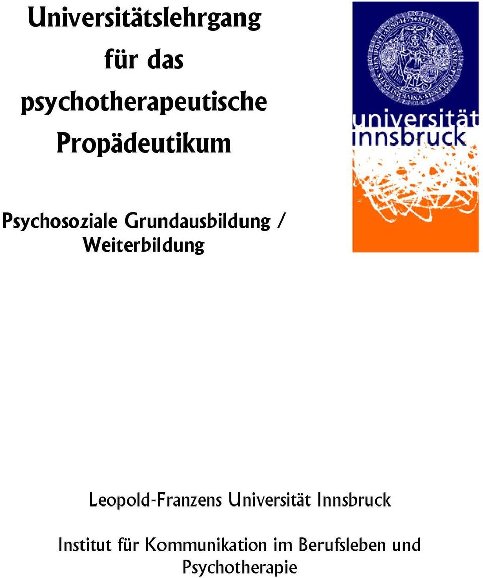 Weiterbildung Leopold-Franzens Universität Innsbruck