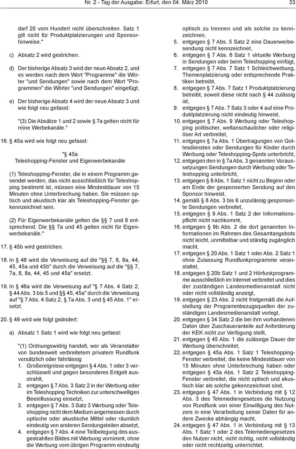 e) Der bisherige Absatz 4 wird der neue Absatz 3 und wie folgt neu gefasst: "(3) Die Absätze 1 und 2 sowie 7a gelten nicht für reine Werbekanäle." 16.