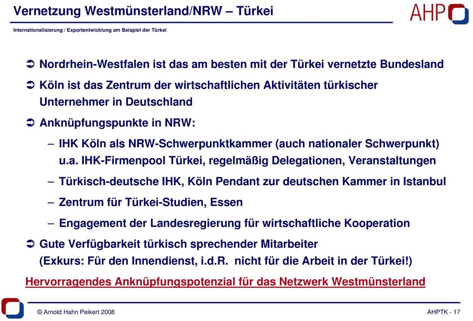 d Anknüpfungspunkte in NRW: IHK Köln al