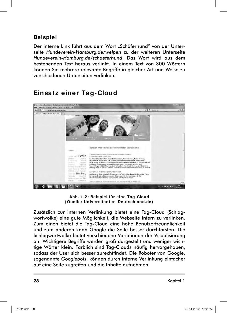 Einsatz einer Tag-Cloud Abb. 1.2: Beispiel für eine Tag-Cloud (Quelle: Universitaeten-Deutschland.