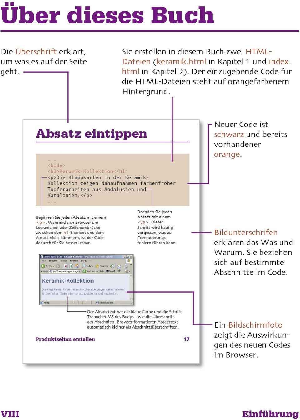 Der einzugebende Code für die HTML-Dateien steht auf orangefarbenem Hintergrund.