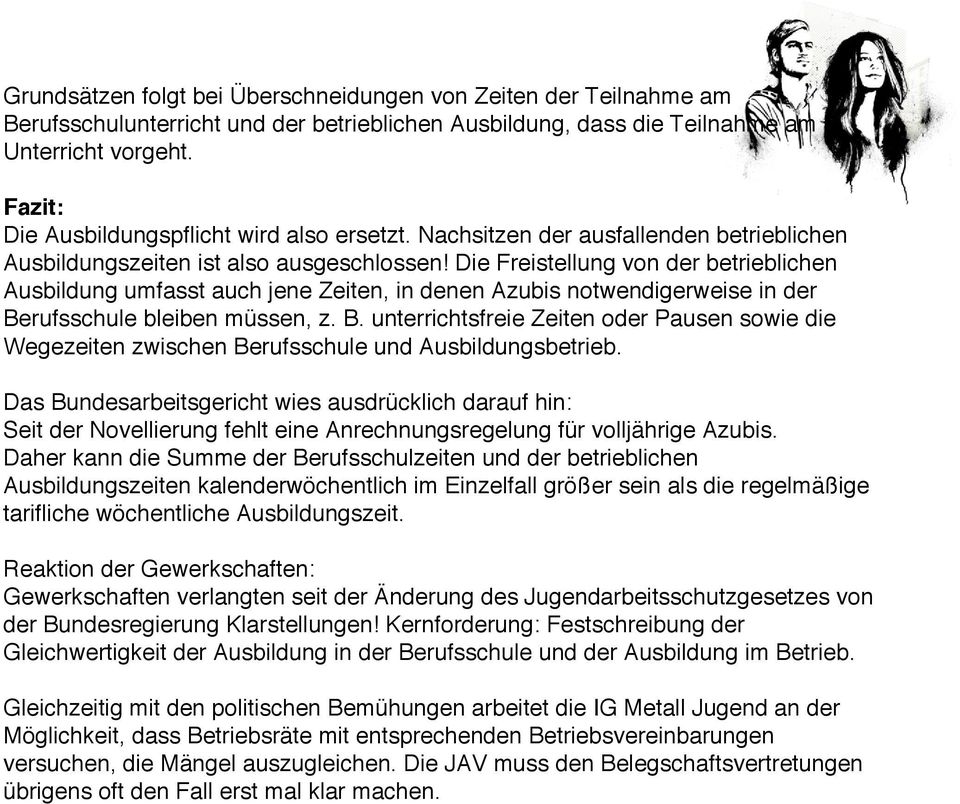 Die Freistellung von der betrieblichen Ausbildung umfasst auch jene Zeiten, in denen Azubis notwendigerweise in der Be