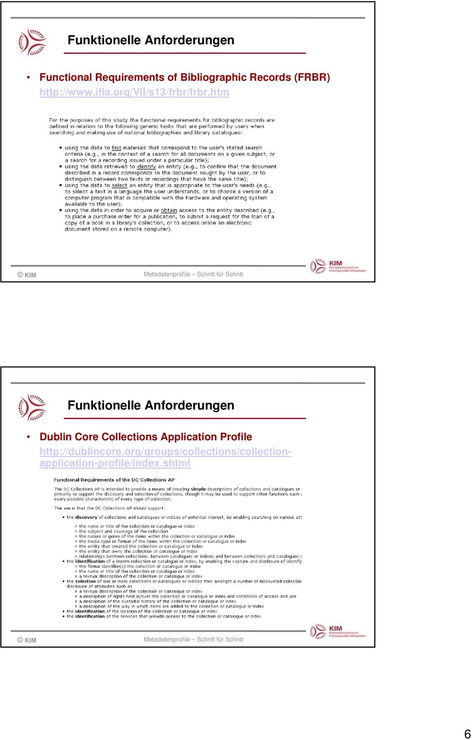 htm Funktionelle Anforderungen Dublin Core Collections Application