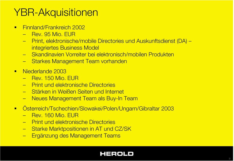 elektronisch/mobilen Produkten Starkes Management Team vorhanden Niederlande 2003 Rev. 150 Mio.