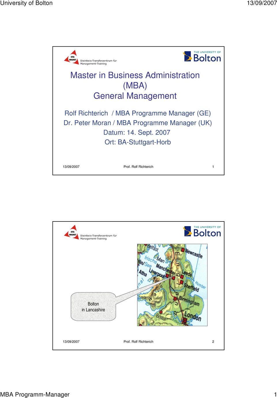 Peter Moran / MBA Programme Manager (UK) Datum: 14. Sept.