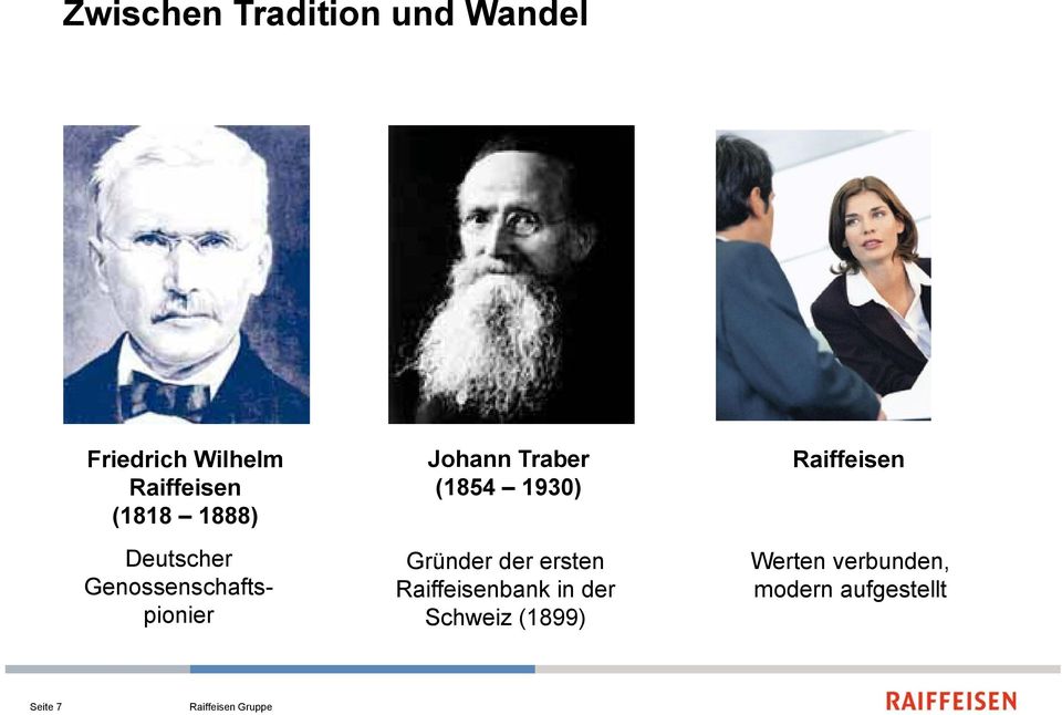 (1854 1930) Gründer der ersten Raiffeisenbank in der Schweiz