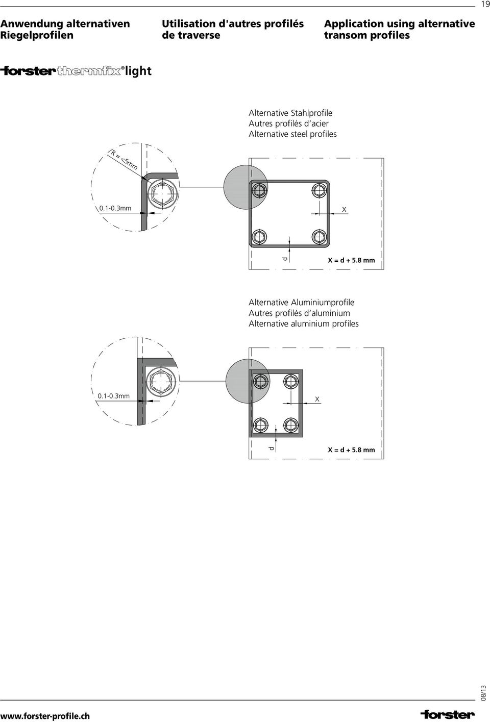 alternativ transom profiles Alternative Stahlprofile Autres profilés d acier Alternative steel profiles R = <5mm 0.1-0.