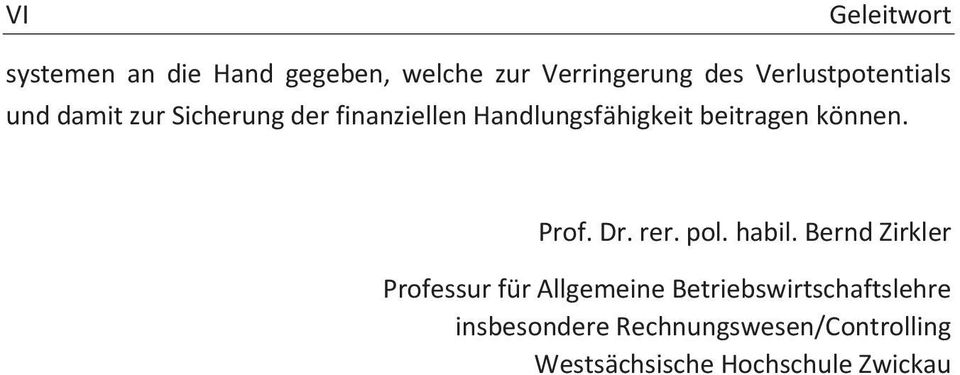 beitragen können. Prof. Dr. rer. pol. habil.