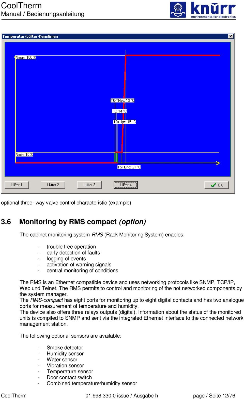 warning signals - central monitoring of conditions The RMS is an Ethernet compatible device and uses networking protocols like SNMP, TCP/IP, Web und Telnet.